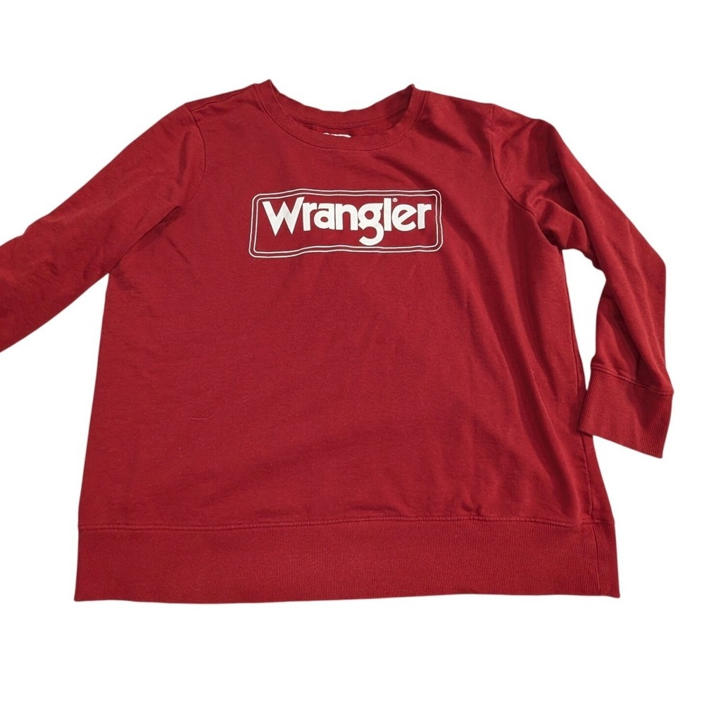 Wrangler Spellout Logo Crewneck Sweatshirt Red Cotton Blend Plus Size 1X Cozy